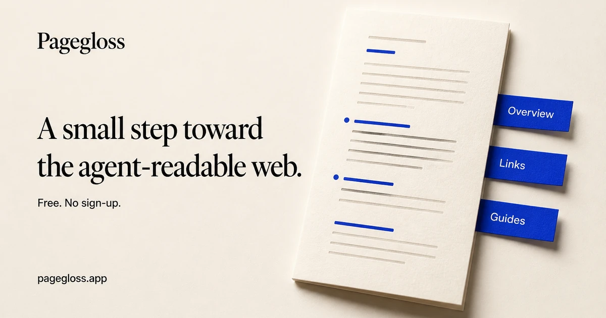 Pagegloss launch illustration about sharing a website's information with AI agents.